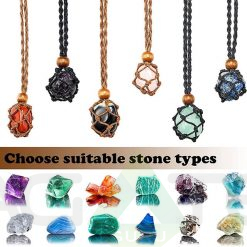 Gemstone Macrame Pendent Adjustable Changeble Stone Cord